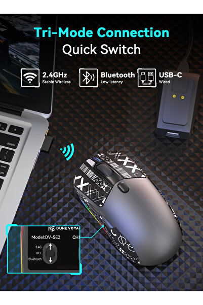DuneVoyager DV-SE2 Tri-mode Wireless Gaming Mouse