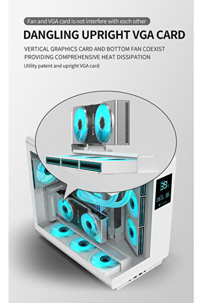 ACER هيكل كمبيوتر U600 ATX، لوحة زجاجية مقسّاة، 7 مراوح RGB مثبتة مسبقًا مع جهاز تحكم عن بعد، أبيض