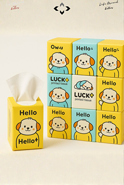 LİGROUND مناديل صغيرة منقوشة لطيفة من هيلو لوك، 9 قطع، مناديل صغيرة محمولة للأطفال، مناديل جيب للمدرسة، مناديل صحية