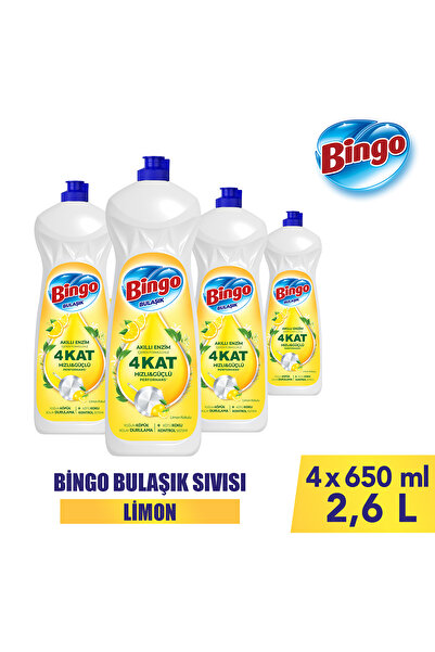 Bingo Sıvı Elde Bulaşık Deterjanı Limon 650ml X 4 Adet