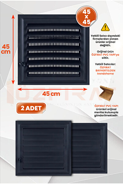 Process Özfırat Pvc Yapı / Menfez 45x45 Cm Banyo / Wc Havalandırma Menfezi / Plastik Antrasit Renk - 2 Adet