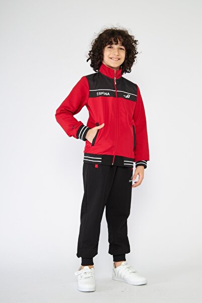 ESPİNA Children's Logo Printed Pockets Zippered 2 Thread Tracksuit Set