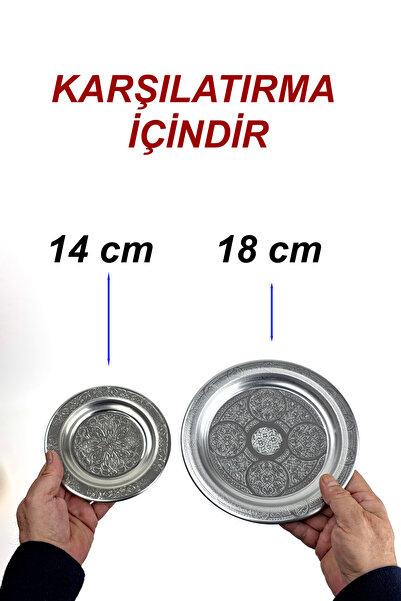 Binbir Trend 14 cm - Otantik Desenli Krom Çelik Meze ve Servis Tabağı