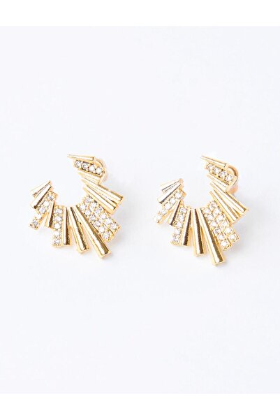 Jimmy Key Gold Color Line Form Shiny Earrings