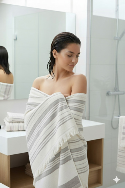 BAMİROSE Liana 50x90 70x140 Cm Set prosoape de baie 2 buc, prosop de plajă, ș...