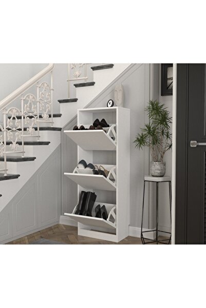 dorpek Bell 3 Raflı Ayakkabılık Beyaz