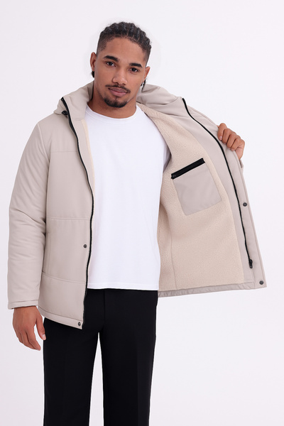 Montland Pánská zimní bunda, kabát a parka s kapucí a kapucí s kamennou podšívkou