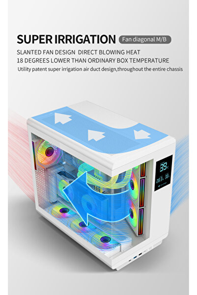 ACER هيكل كمبيوتر U600 ATX، لوحة زجاجية مقسّاة، 7 مراوح RGB مثبتة مسبقًا مع جهاز تحكم عن بعد، أبيض
