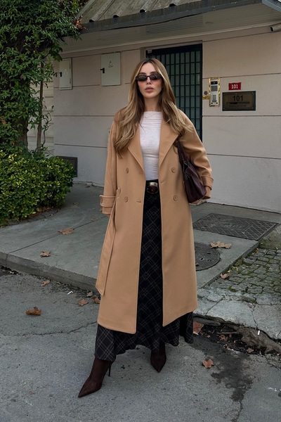 Laluvia Camel New Tokyo Long Cashmere Coat - 408021