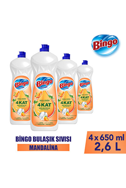 Bingo Sıvı Elde Bulaşık Deterjanı Mandalina 650ml X 4 Adet
