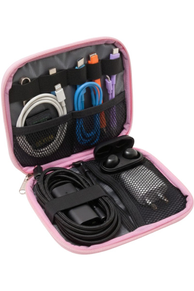 NS reliable Τσάντα αξεσουάρ τεχνολογίας πολλαπλών χρήσεων, τσάντα οργάνωσης, οργανωτής ταξιδιού ροζ