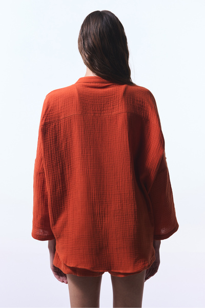 Penti Normal V-Neck Orange Women's Shirt Plk9044825Iy