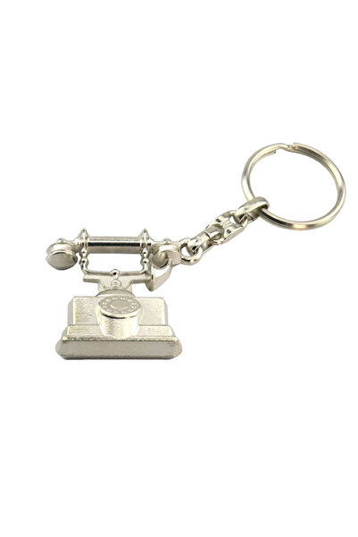 anahtarlıksepeti سلسلة مفاتيح على شكل هاتف عتيق - نيكل