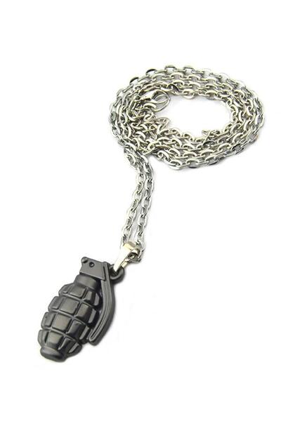 anahtarlıksepeti قنبلة يدوية - غريناد - قلادة - أسود مطفي