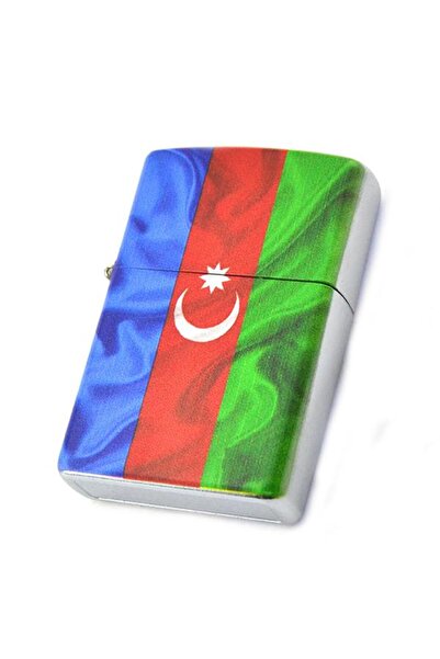 anahtarlıksepeti Azerbaycan Bayrak Baskılı Benzinli Çakmak