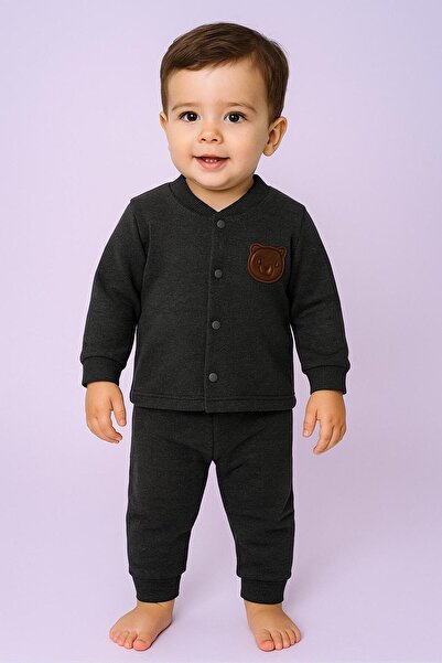 DIMPLE BABY Cotton Stretch Fabric Front Snap Fastener 4-Season Baby Set