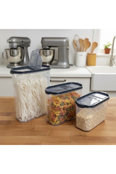 Buğra Home حاوية تخزين متعددة الأغراض بغطاء مزدوج بثلاثة أحجام 2.8/2/1.4 لتر