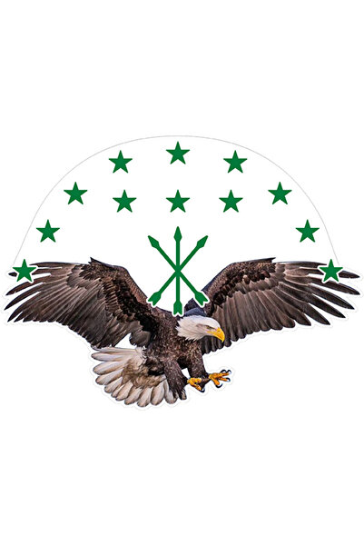 Genel Markalar Çerkes Adige Bayrak Kartal Color Sticker Etiket 14x10 cm