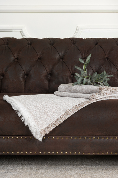 Elart Husa pentru canapea / canapea extensibila Liza din bumbac 170x210, cu doua fete, anti-transpiratie, anti-alunecare, anti-înfundare, cappuccino