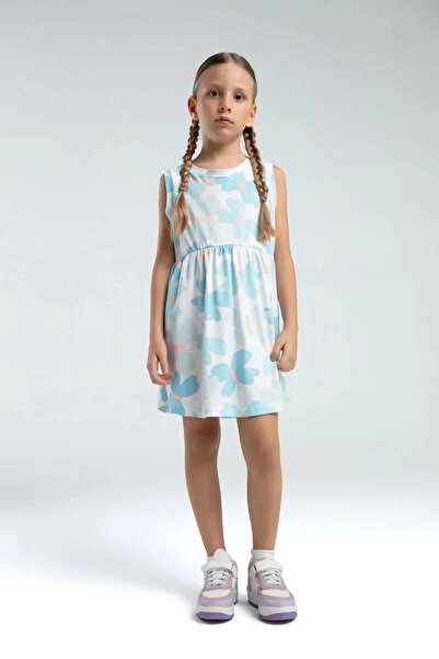 Rolypoly Girl's dress - white/light blue