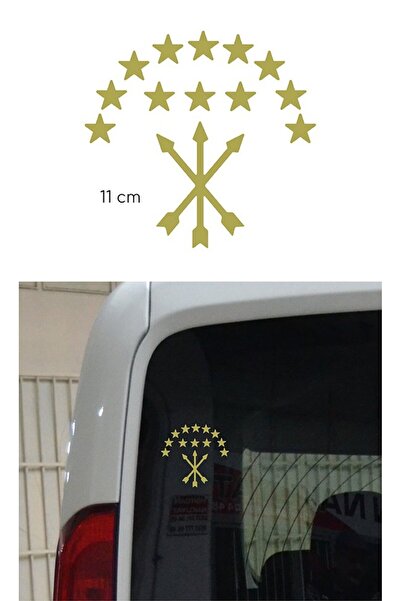 anahtarlıksepeti Autocolant din folie cu steagul Adigei, aur, 11 cm