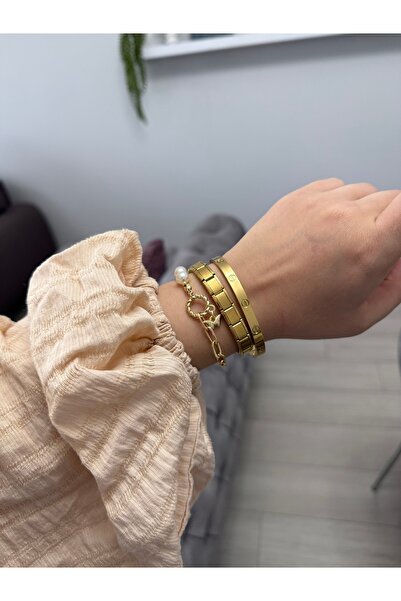 MAC CENTER طقم أساور أنيق - فاخر وراقي - أساور فولاذية - هدية - عيد الحب