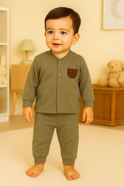 DIMPLE BABY Cotton Baby Set with Stretch Fabric Front Snaps