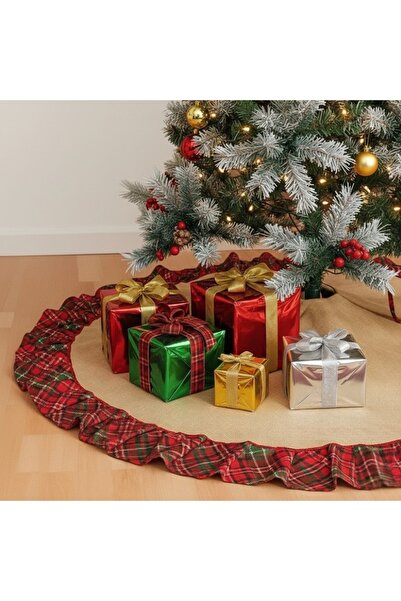 Biz Class Christmas Tree Cover Christmas Ornament Plaid Pine Tree Cover Skirt 110 cm