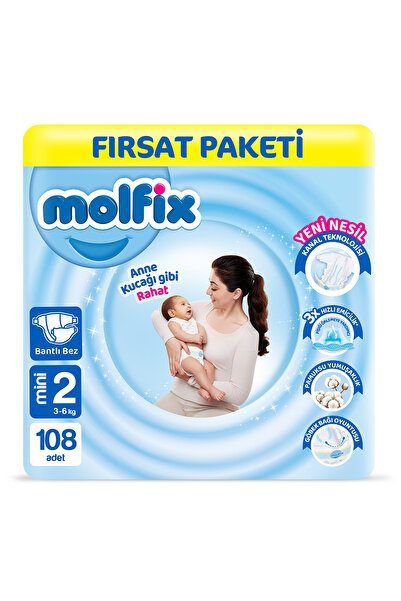 Molfix Bebek Bezi 2 Beden Mini Fırsat Paketi 108 Adet