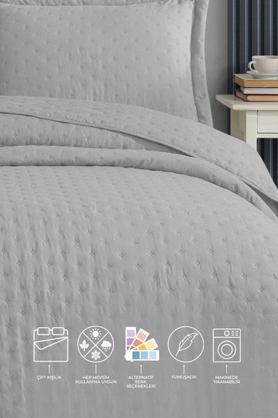 Elart Helena Yatak Örtüsü Çift Kişilik 3 Parça (240x260 cm) Taş