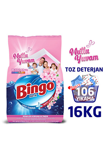 Bingo Matik 8 kg Mutlu Yuvam Renkliler ve Beyazlar Toz Çamaşır Deterjanı Ekonomi Paketi 2'li