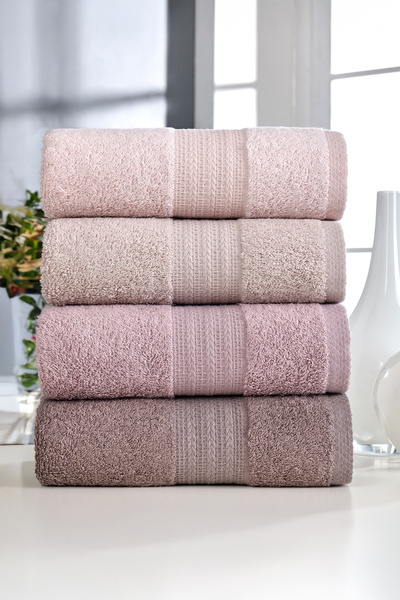 Elart Rainbow Towel Set Cotton 4 Pieces (50X90 cm) Powder