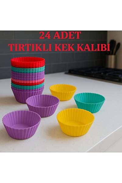 24Pcs Serrated Silicone Muffin Cake Mold Container Mini Cupcake Set Mixed Color