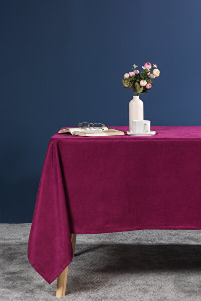 Elart Soft Velvet Tablecloth Rectangular (150X220 cm) Cherry