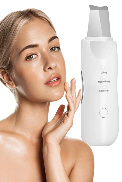 MOBEE Ultrasonik Yüz Temizleyici - Akne Giderme Cihazı, Peeling Spatula Beyaz