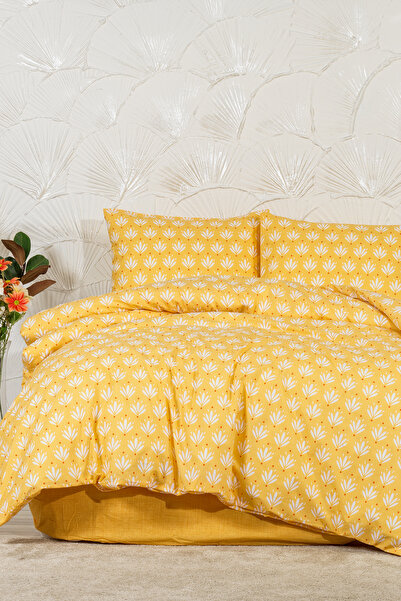 Elart Riva Duvet Cover Set Double Size Fitted Sheet (200X220 cm) Yellow
