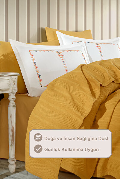 Elart Melany Pike Çift Kişilik %100 Pamuk (200x220 cm) Sarı