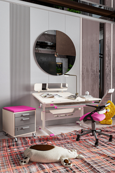 Creo Mobili Vega Delüx Kız Çocuk İçin Uygun Eğim Verilebilir Çizim Masası + O...