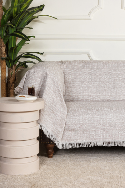 Elart Husa pentru canapea / canapea extensibila Liza din bumbac 170x210, cu doua fete, anti-transpiratie, anti-alunecare, anti-înfundare, cappuccino