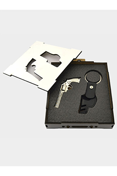 anahtarlıksepeti 45 Lik Toplu Kovboy Tabancası Siyah Kılıflı Anahtarlık Kutul...