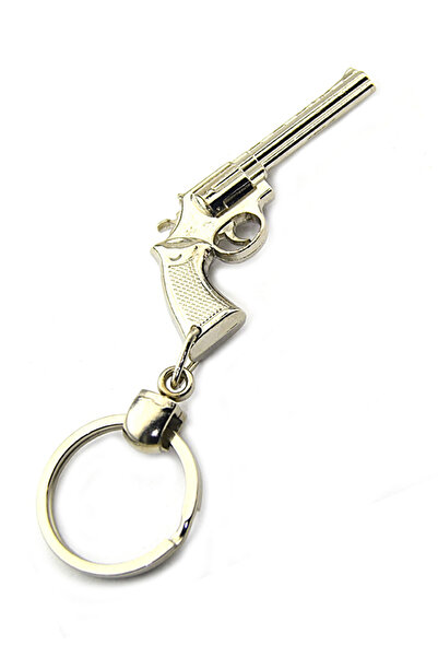 anahtarlıksepeti سلسلة مفاتيح على شكل مسدس رعاة البقر - 45 قطعة - نيكل