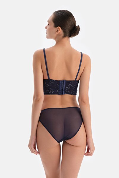 Dagi Lace Bustier with Dark Blue Accessory Detail