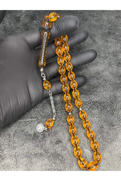 Mos Tespih İmamesi Oyma İşçilikli Üst Düzey Toz Kehribar Tesbih