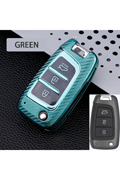 OEM Green carbon fiber key case for Hyundai Sonata, Santa Fe, Verna, Tucson, i30, i35, i40, Kona