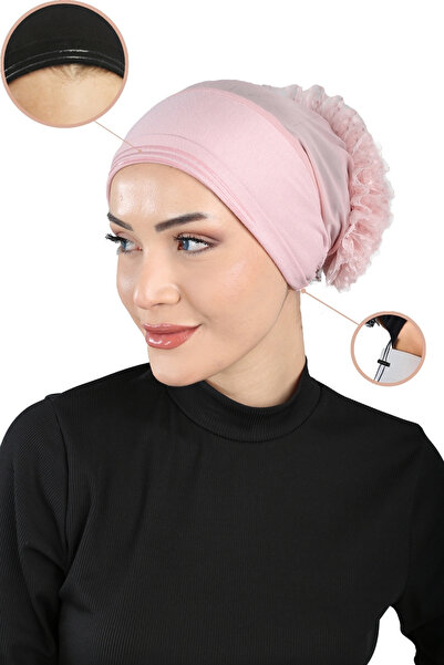 Ecardin Ayarlanabilir Topuzlu Konforlu Fit Bone Güpürlü - St 305 Pudra