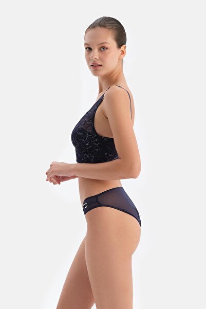 Dagi Lace Bustier with Dark Blue Accessory Detail