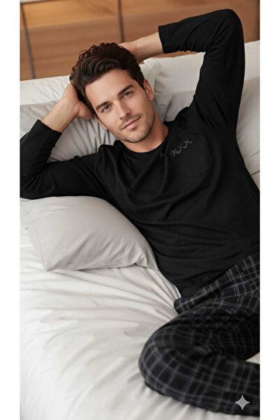 Sude HOMEWEAR Ανδρικό σετ πιτζάμες με μακριά μανίκια