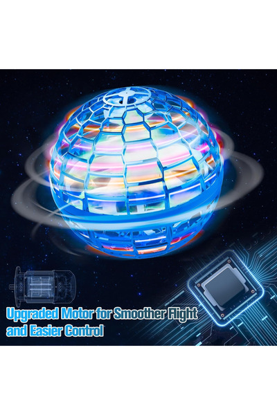 DAT Flying Ball Toy with RGB Lights – Rechargeable Hover Spinner for Kids & A...