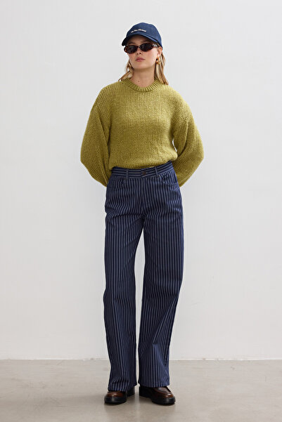 BE BLUE Striped Gabardin Pants