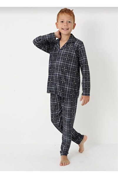 zahider Boy's Cotton Shirt Collar Pajama Set